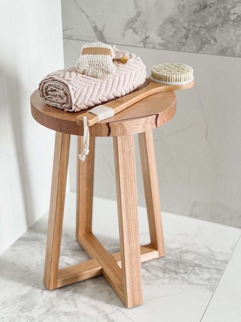 Round Side Table Wooden Stool Bedside Table image 4