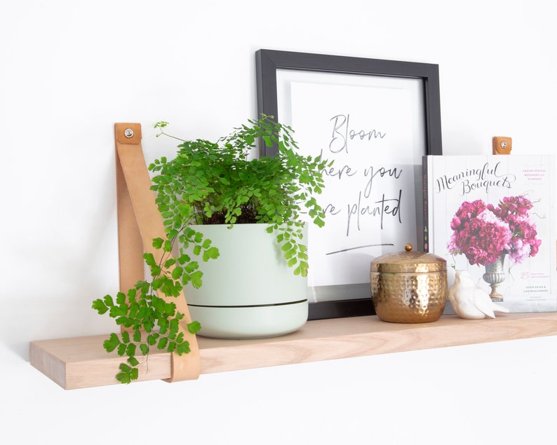 Leather Strap Shelf Timber Shelves Wooden Shelf with Etsy