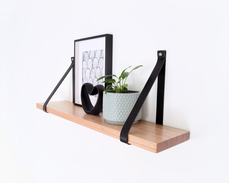 Leather Strap Shelf Timber Shelves Wooden Shelf with Etsy