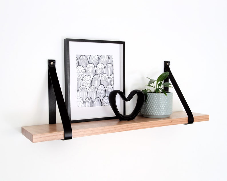 Leather Strap Shelf Timber Shelves Wooden Shelf with Etsy