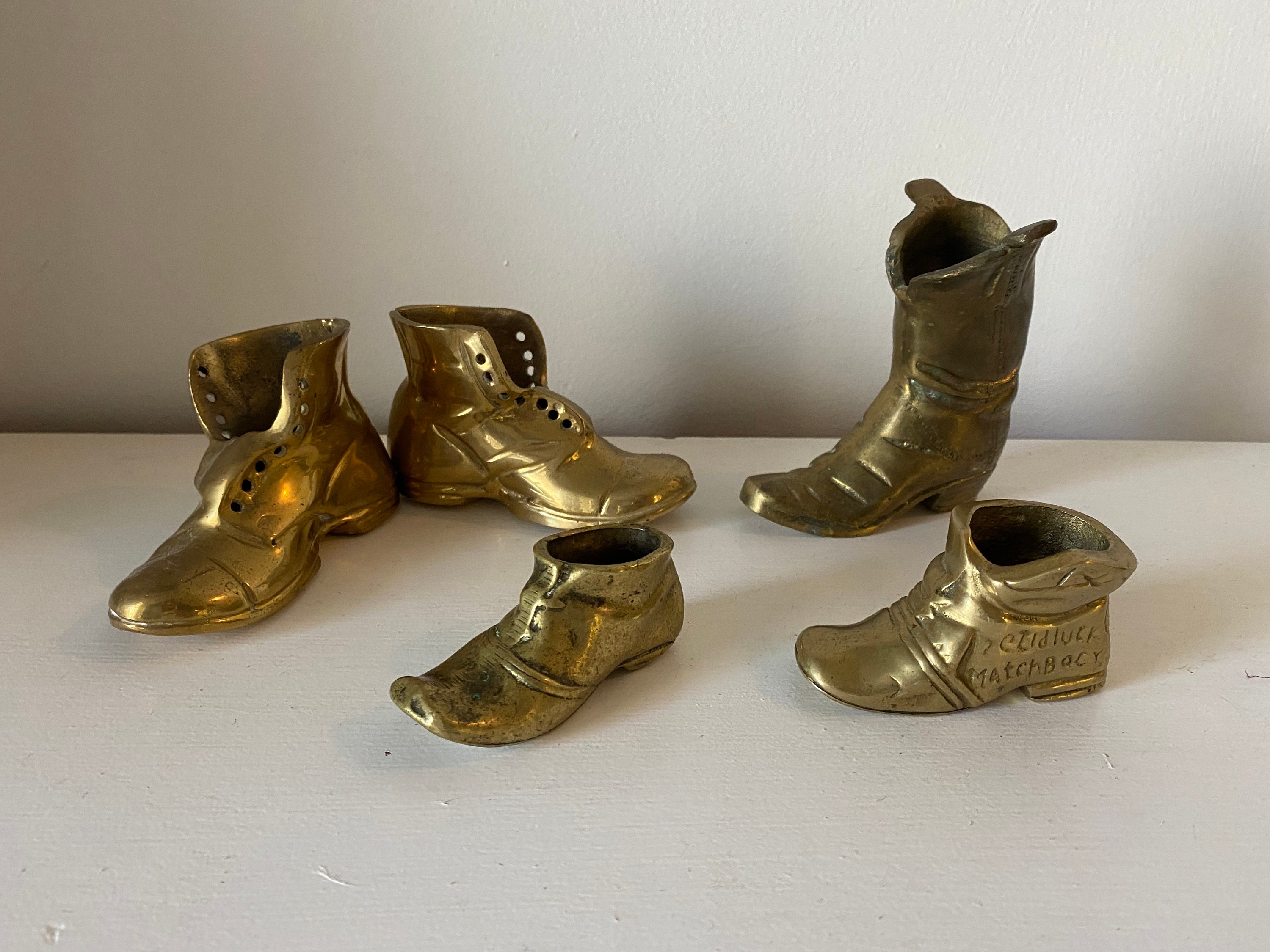 Vintage brass boots collection Etsy