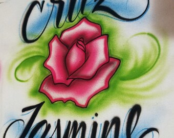 Rose couples Name-Airbrushed T-shirt Design Personalized shirt Birthday gift Valentines Gift Couples Shirt