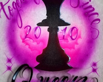 King Airbrushed couples-Airbrushed T-shirt Design Personalized Birthday Gift Valentines Gift