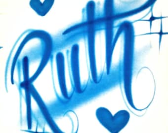 Ruth Airbrush Name-Airbrushed T-shirt Design Personalized Birthday Gift Calligraphy Lettering