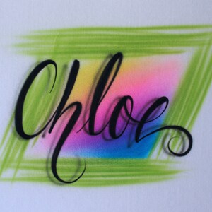 Custom airbrushed name personalized shirt Chloe Birthday gift Rainbow