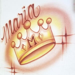 AIRBRUSH CROWN Name-Airbrushed T-shirt Design Personalized Birthday Gift Quinceanera shirt