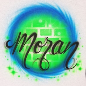 Moran Airbrush Name-Airbrushed T-shirt Design Personalized Birthday Gift Calligraphy Lettering Brick background