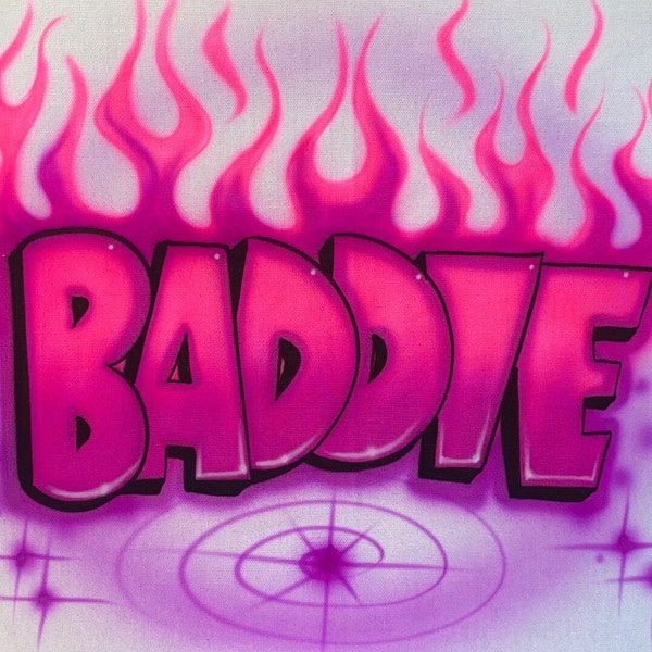 Baddie Airbrush Name-Airbrushed T-shirt Design Personalized Birthday Gift Graffiti Lettering drip lettering two-tone colors