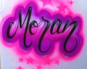 Moran  Airbrush Name-Airbrushed T-shirt Design Personalized  Birthday Gift Stars