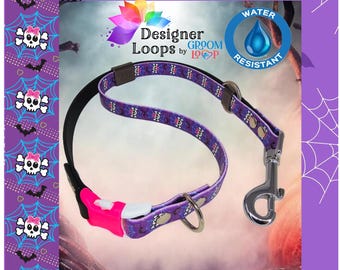 She Skulls BioThane® Grooming Loop with a 5/8" Side  Quick Release Buckle,  Strong Waterproof Webbing