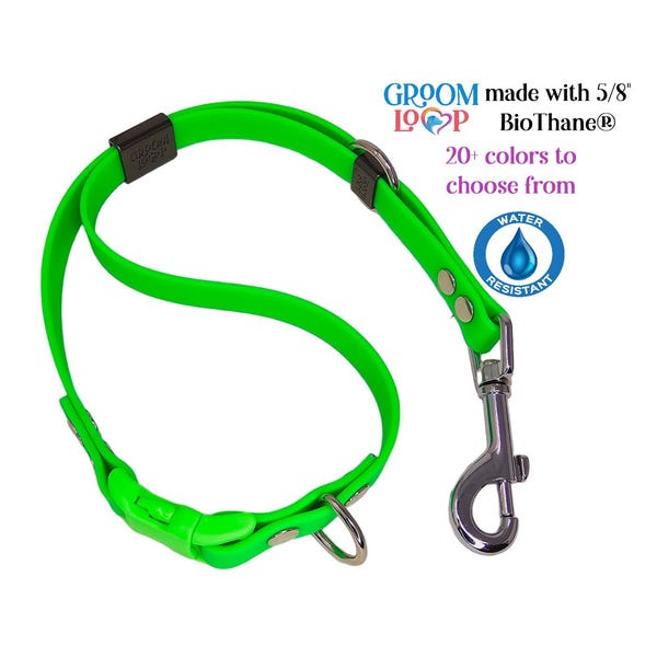 5/8" BioThane® Grooming Loop with Side Buckle, Waterproof Webbing w/ Quick Release Buckle.  26 Colors to choose from