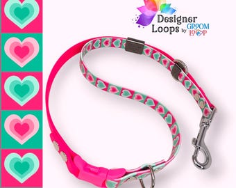 Lovely Hearts BioThane® Grooming Loop with a 5/8" Side  Quick Release Buckle,  Strong Waterproof Webbing