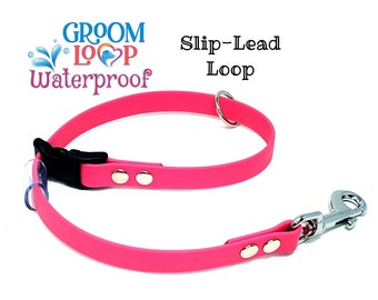 Grooming(Slip Lead) Loop. BioThane® 5/8" waterproof webbing, Strong Quick release buckle