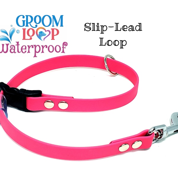 Grooming(Slip Lead) Loop. BioThane® 5/8" waterproof webbing, Strong Quick release buckle