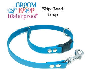 Grooming(Slip Lead) Loop, BioThane® 5/8" Waterproof Webbing, Strong Quick Release Buckle. Many colors to choose from.