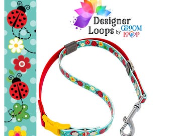 Lady Bug BioThane® Grooming Loop with a 5/8" Side  Quick Release Buckle,  Strong Waterproof Webbing