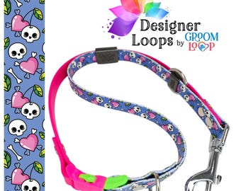 Cherry Skulls BioThane® Grooming Loop with a 5/8" Side  Quick Release Buckle,  Strong Waterproof Webbing