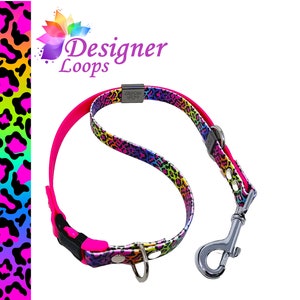 Neon Leopard BioThane® Grooming Loop with a 5/8" Side  Quick Release Buckle,  Strong Waterproof Webbing