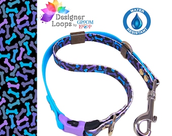 Colorful Bones BioThane® Grooming Loop with Side Buckle,  5/8" Waterproof Webbing w/ Quick Release Buckle.