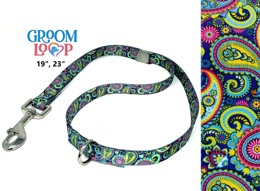 Grooming Loop, Bright Paisley 5/8 Polyester Webbing With Locking Clip
