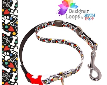 Party Hearts Bones n Paws, BioThane® Grooming Loop with a 5/8" Side  Quick Release Buckle,  Strong Waterproof Webbing