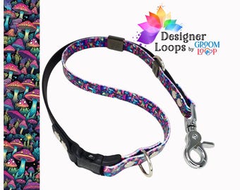 Colorful Mushrooms BioThane® Grooming Loop with a 5/8" Side  Quick Release Buckle,  Strong Waterproof Webbing
