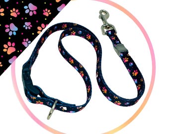Polyester Loop (Pretty Paws)  5/8" Polyester Webbing, Quick Release Buckle and Locking clip