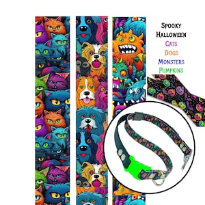 Spooky Halloween BioThane® Grooming Loop with a 5/8" Side  Quick Release Buckle,  Strong Waterproof Webbing