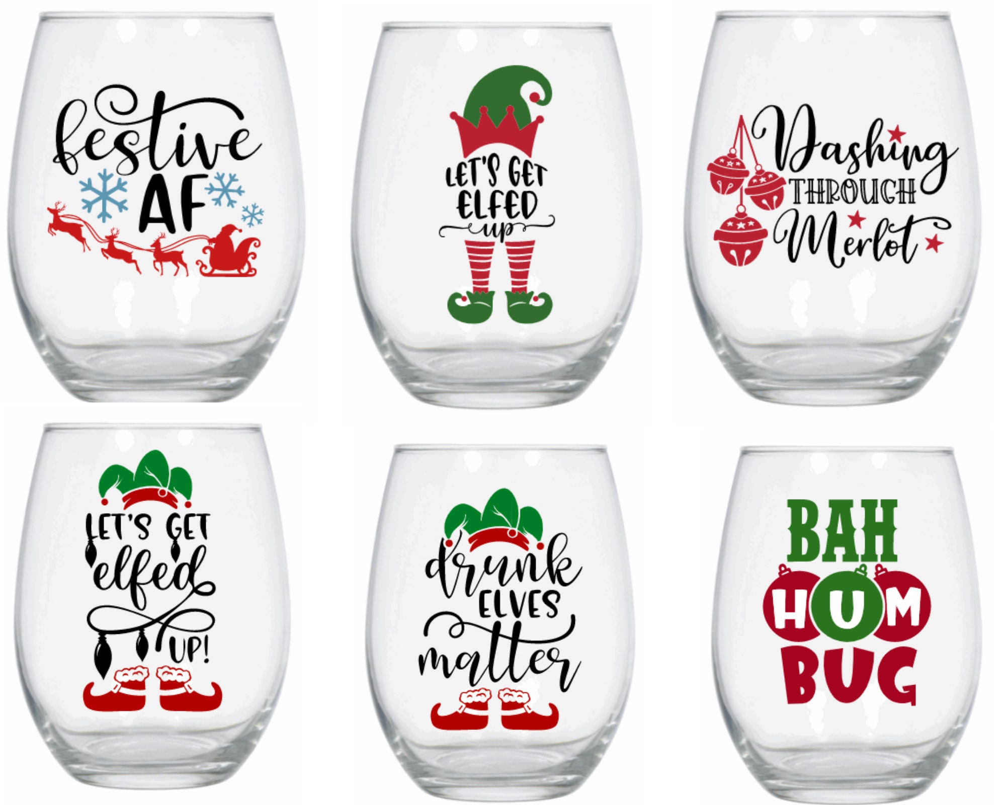 Merry Christmas Elf Stemmed Wine Glass by Gute - 18oz Holiday Tumble –  Gute Decor