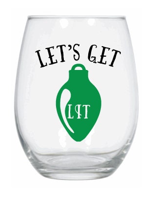 Let's Get Lit Personalized Christmas Wine Glasses