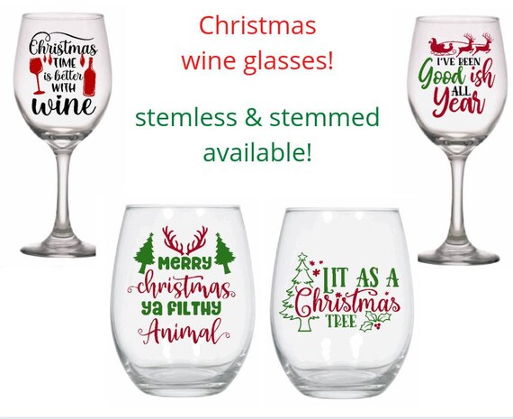 Christmas stemless champagne flutes Clearance