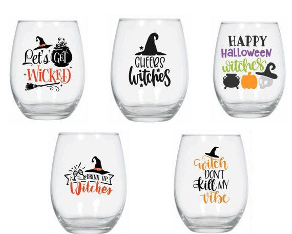Halloween Wine Glass Charms - Witch Wine Charms - Glass Identifier Tags -  Halloween Glass Markers, Bottle Cap Wine Charms - Witches Brew Themed Wine