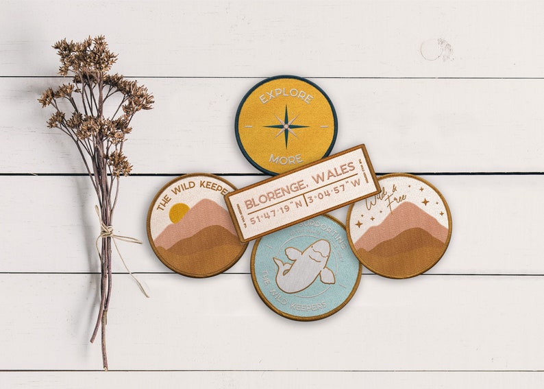 Wild Patch Mountains Patch Iron-On Patch Embroidery Embroided Applique Applique Motif Gift Hiking Explore