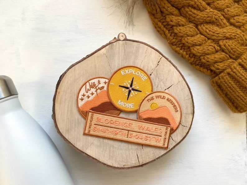 Wild Patch Mountains Patch Iron-On Patch Embroidery Embroided Applique Applique Motif Gift Hiking Explore