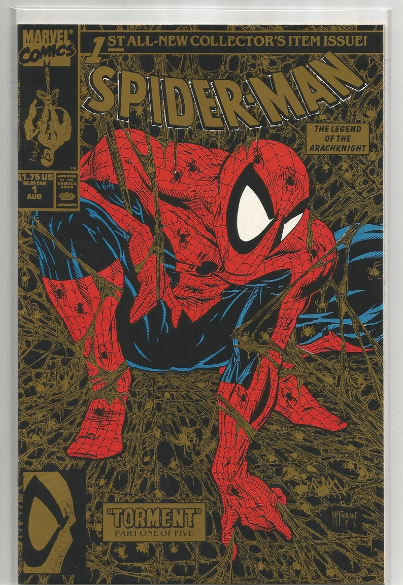 Spider-man 1 Todd Mcfarlane 1991 Gold Cover Mint Bonus - Etsy