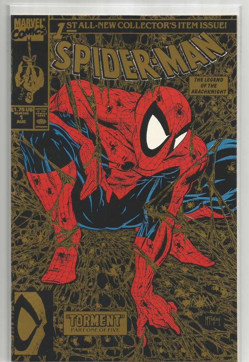 Spiderman 1 Todd Mcfarlane 1990 Gold Cover Real Gem CGC Ready Etsy