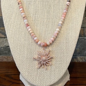 Opal and Rose Gold Necklace with Rose Gold Pendant