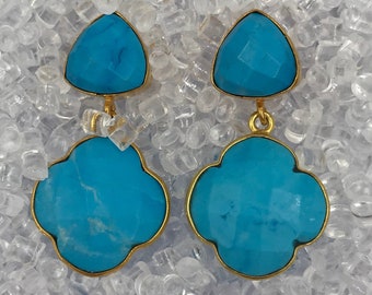 Turquoise Posts with Turquoise Clover Shaped Drops