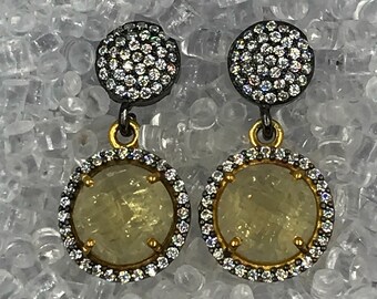 CZ posts with Citrine Drops