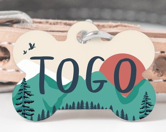 Custom Dog ID Tag | Mountain Pet Tag Forest | Deep in the forest | Peak Mountain Pet Tag | Double Sided Dog | Gift for Pets
