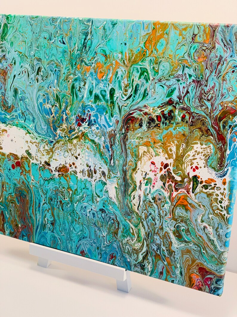 TURQUOISE REEF Acrylic Fluid Art Painting on a 16x20 Canvas Etsy