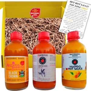 Hot Sauce Gifts, Hot Sauce Gift Basket, Gift for Boyfriend from Girlfriend, Hot Sauce, Bacchanal Pepper Sauce, DAD GIFT BASKET