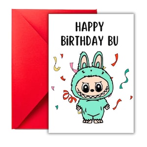 labubu birthday card, labubu happy birthday card, labubu greeting card, labubu card, labubu birthday, labu bu, labubu monsters, labubu gift