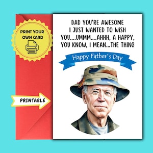 Carte de fête des pères imprimable pour papa, carte de fête des pères Biden à télécharger, carte de grand-père, carte de fête des pères Joe Biden, carte de pêche, mari beau-père