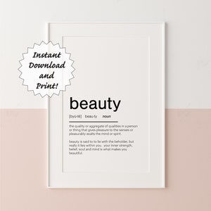 Beauty Definition Print, Quote Print, Print at Home, Downloadable, Beauty, Minimalist Print, Poster