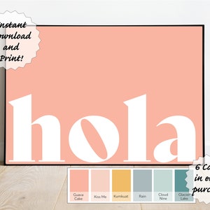 Hola Art Print, Print at home art, Printable, Downloadable, Spanish Hola Art, Decor Art, Poster Art, Digital Print, Colorful, Colors