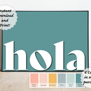 Hola-Kunstdruck, Druck zu Hause Kunst, druckbar, herunterladbar, spanische Hola-Kunst, Dekor-Kunst, Poster-Kunst, Digitaldruck, bunt, Farben