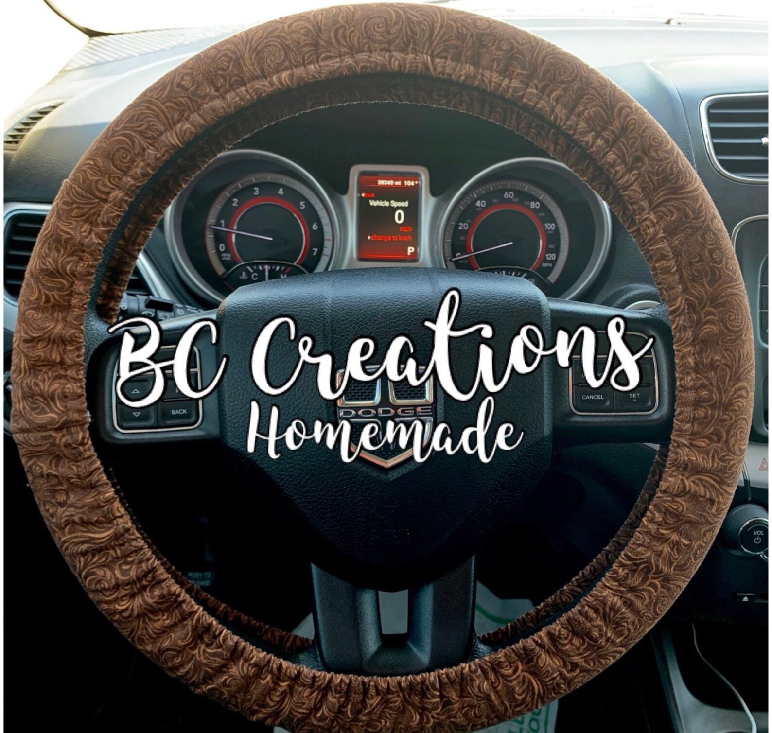 Tooled leather Steering wheel Cover Leather Car Etsy