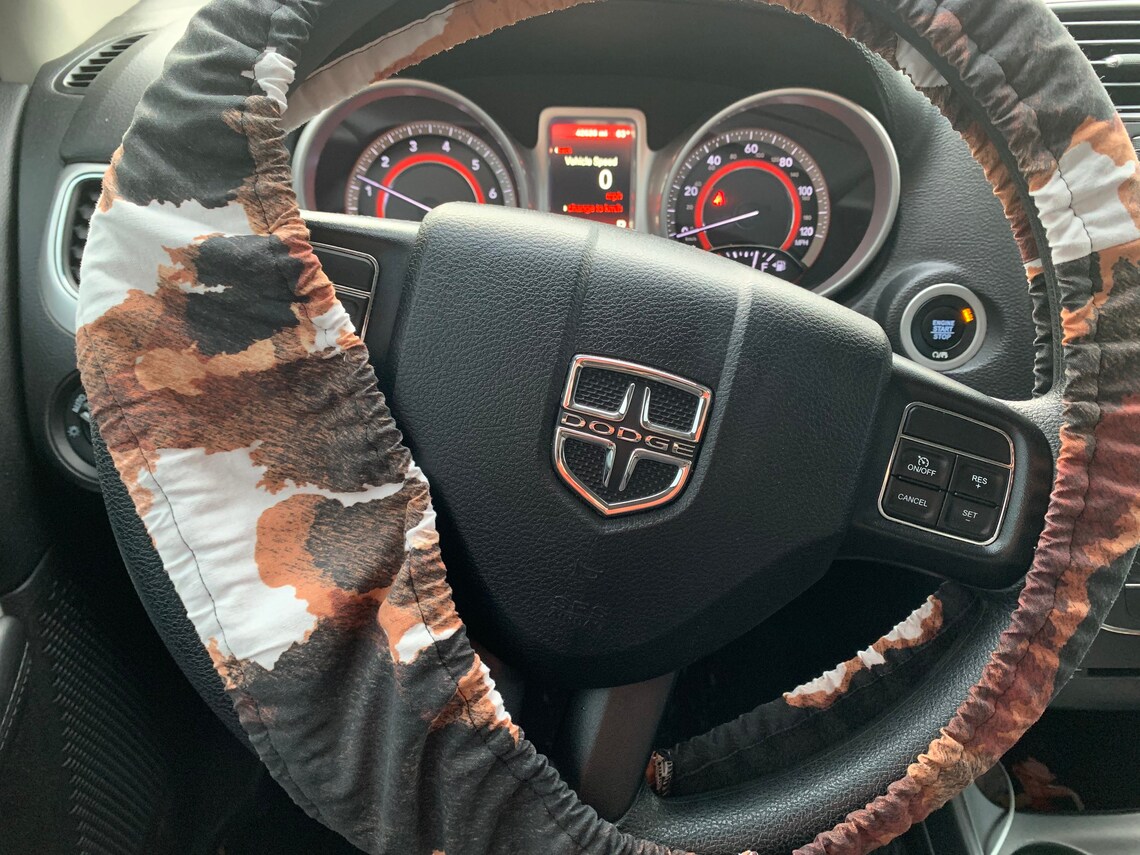 Cow print Steering wheel Cover Brown Cow Black Cow Print Etsy