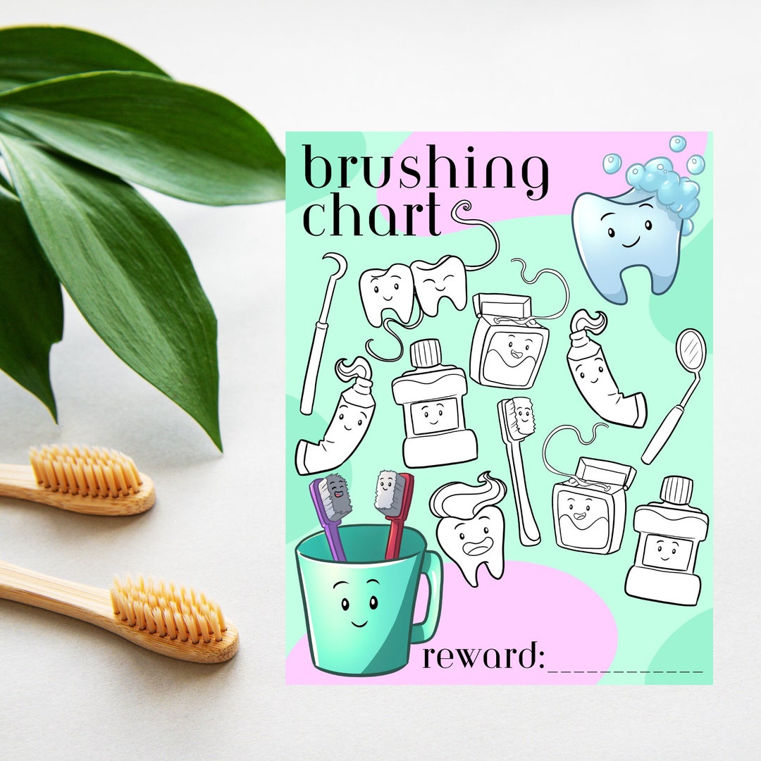 Tooth Brushing and Flossing Printable Chart for Kids Brushing - Etsy ...